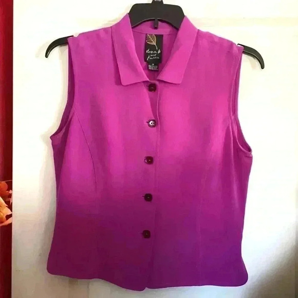 Donna B& Karen Purple 100% Silk Cropped Vest Size 14 - Picture 2 of 6